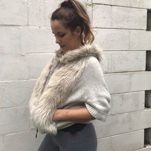 Anthropologie Sleeping on Snow Faux Fur Sweater